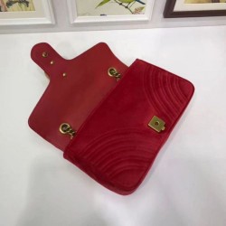 1:1 Mirror GG Marmont Velvet Shoulder Bag 443497 Red