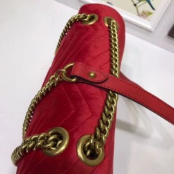 1:1 Mirror GG Marmont Velvet Shoulder Bag 443497 Red