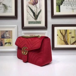 1:1 Mirror GG Marmont Velvet Shoulder Bag 443497 Red