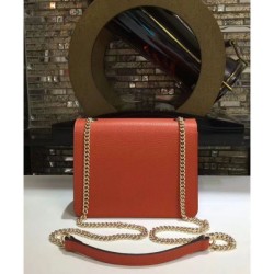 Knockoff Interlocking Chain Leather Cross Body Bag 510304 Orange