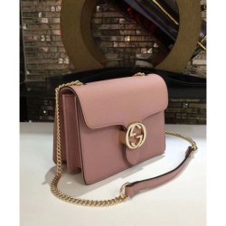 Knockoff Interlocking Chain Leather Cross Body Bag 510304 Pink