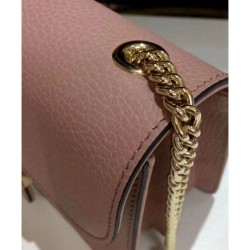 Knockoff Interlocking Chain Leather Cross Body Bag 510304 Pink