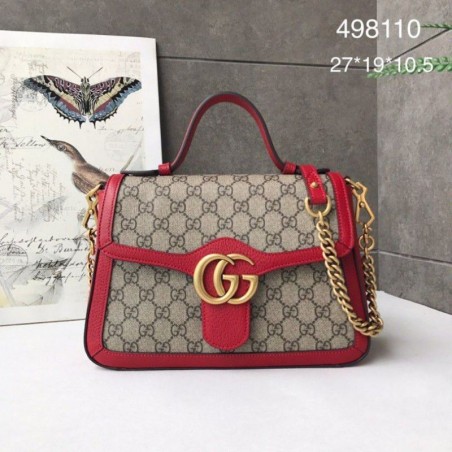 7 Star Ophidia GG Marmont Small Top Handle Bag 498110 Red