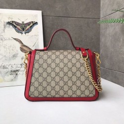 7 Star Ophidia GG Marmont Small Top Handle Bag 498110 Red
