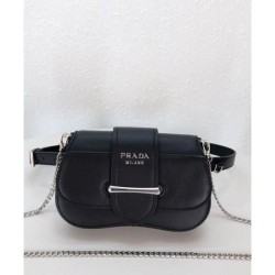 AAA+ Prada Sidonie leather belt-bag 1BL021 Black