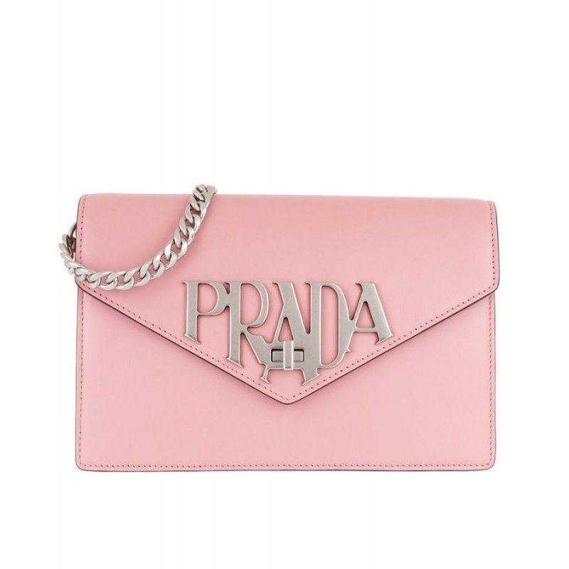 Wholesale Prada Macro Logo Leather Crossbody Bag 1BD097 Pink