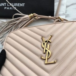 Wholesale YSL Saint Laurent Medium LouLou Chain Bag Matelasse Leather Apricot