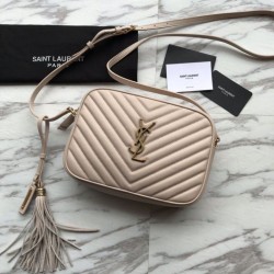 Wholesale YSL Saint Laurent Medium LouLou Chain Bag Matelasse Leather Apricot