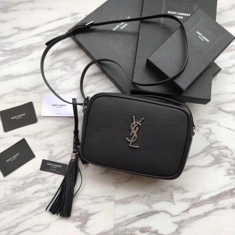 Luxury YSL Saint Laurent Medium LouLou Chain Bag Smooth Leather Black