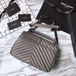 1:1 Mirror YSL Saint Laurent Medium Monogram Kate Chain Shoulder Bag Light Gray