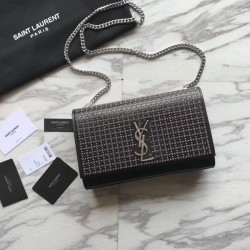 Designer YSL Saint Laurent Medium Monogram Kate Diamond Cowhide Bag Black