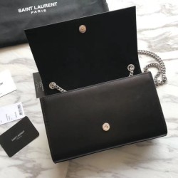 Designer YSL Saint Laurent Medium Monogram Kate Diamond Cowhide Bag Black