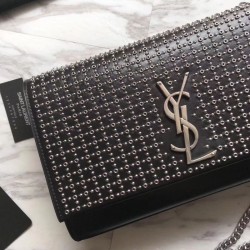 Designer YSL Saint Laurent Medium Monogram Kate Diamond Cowhide Bag Black