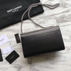 Designer YSL Saint Laurent Medium Monogram Kate Diamond Cowhide Bag Black