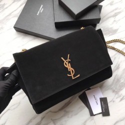 AAA+ YSL Saint Laurent Medium Reversible Kate Suede and Smooth Leather Black