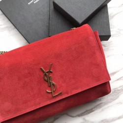 Top Quality YSL Saint Laurent Medium Reversible Kate Suede and Smooth Leather Red