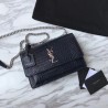 Perfect YSL Saint Laurent Medium Sunset Bag In Crocodile Embossed Shiny Leather Dark Blue