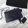 Perfect YSL Saint Laurent Medium Sunset Bag In Crocodile Embossed Shiny Leather Dark Blue