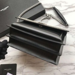 Perfect YSL Saint Laurent Sunset Diamond Cowhide Bag Black