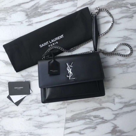 Top YSLSaint Laurent Medium Sunset Bag Black