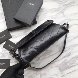 Replicas YSL Saint Laurent Niki Body Bag Crinkled Vintage Leather Black