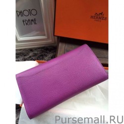 Perfect Hermes Constance Long Wallet In Cyclamen Epsom Leather