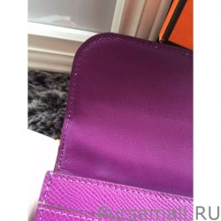 Perfect Hermes Constance Long Wallet In Cyclamen Epsom Leather