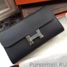 Luxury Hermes Constance Long Wallet In Black Epsom Leather