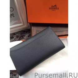 Luxury Hermes Constance Long Wallet In Black Epsom Leather