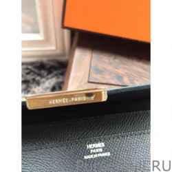 Luxury Hermes Constance Long Wallet In Black Epsom Leather