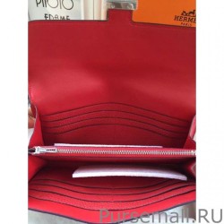 Inspired Hermes Constance Long Wallet In Vermillion Leather