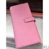 Inspired Hermes Bearn Wallet In Pink Epsom Leather