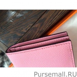 Inspired Hermes Bearn Wallet In Pink Epsom Leather