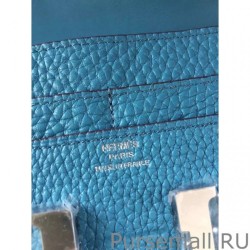 AAA+ Hermes Constance Long Wallet In Jean Blue Leather