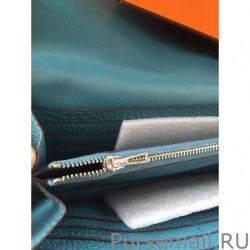 AAA+ Hermes Constance Long Wallet In Jean Blue Leather