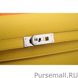 Designer Hermes Kelly Longue Wallet In Yellow Epsom Leather