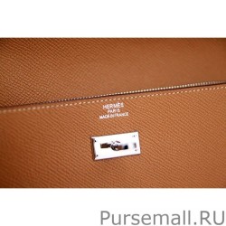 High Hermes Kelly Longue Wallet In Brown Epsom Leather