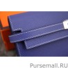 Inspired Hermes Kelly Longue Wallet In Electric Blue Epsom Leather