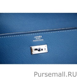 Replica Hermes Kelly Longue Wallet In Jean Blue Epsom Leather