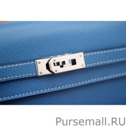 Replica Hermes Kelly Longue Wallet In Jean Blue Epsom Leather