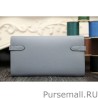 UK Hermes Kelly Longue Wallet In Blue Lin Epsom Leather