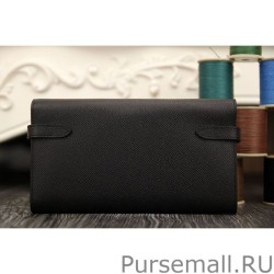 Knockoff Hermes Kelly Longue Wallet In Black Epsom Leather