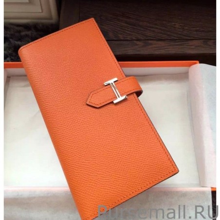 Top Quality Hermes Bearn Wallet In Orange Epsom Leather