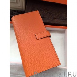 Top Quality Hermes Bearn Wallet In Orange Epsom Leather