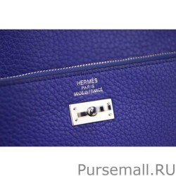 Top Quality Hermes Kelly Longue Wallet In Electric Blue Clemence Leather