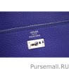 Top Quality Hermes Kelly Longue Wallet In Electric Blue Clemence Leather