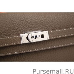 Top Quality Hermes Kelly Longue Wallet In Etoupe Clemence Leather