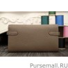 Top Quality Hermes Kelly Longue Wallet In Etoupe Clemence Leather