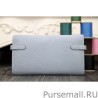 High Quality Hermes Kelly Longue Wallet In Blue Lin Clemence Leather