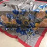 Inspired GG Bouquets Print Silk Scarf 140 x 140 Blue